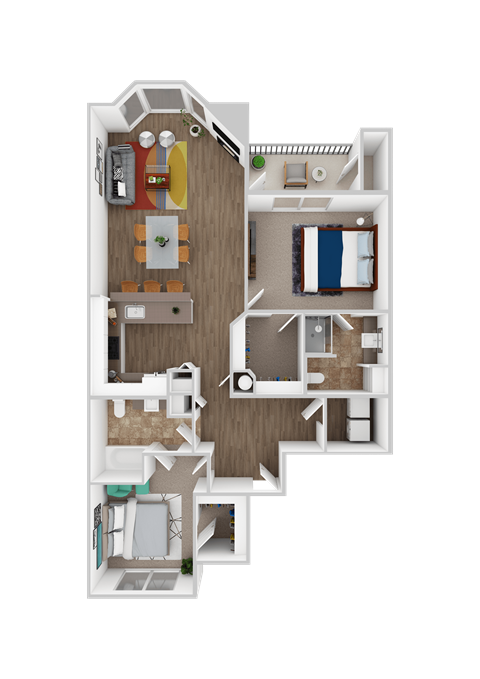 Floor plan for 2 beds, 2 baths, 1150 sqft